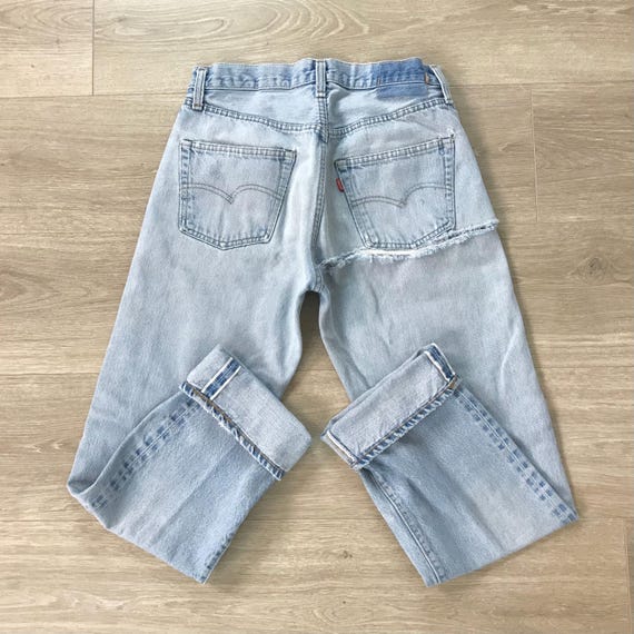 70's Levi's 501 Selvedge Redline Vintage Distressed Butt Rip Jeans / Size 25