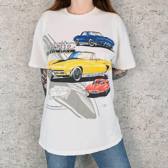 90's Vintage Chevrolet Corvette Sting Ray Car Tee Shirt T-Shirt