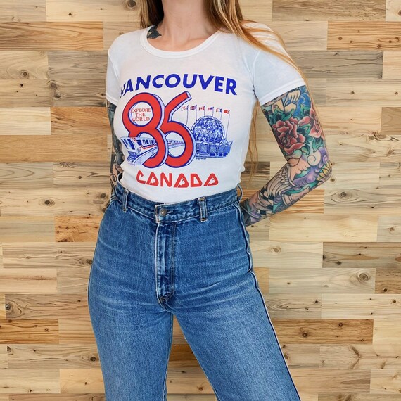Vancouver Canada Vintage 80's Travel Ringer Tee Shirt