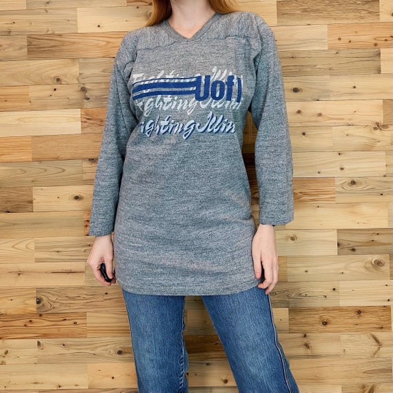 University of Illinois Fighting Illini 80's Vintage Jersey-Style Tee Shirt T-Shirt