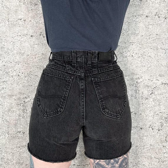 Lee 90's Vintage Black Denim Cut Off Jean Shorts / Size 25 26