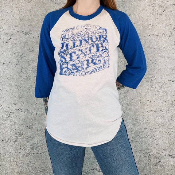 80's Vintage Illinois State Fair Springfield Raglan Tee Shirt T-Shirt