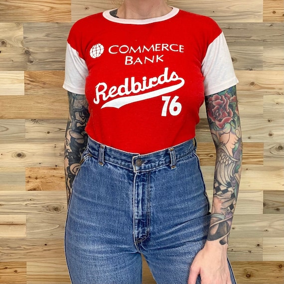 70's Vintage Redbirds Jersey-Style Baseball Tee Shirt