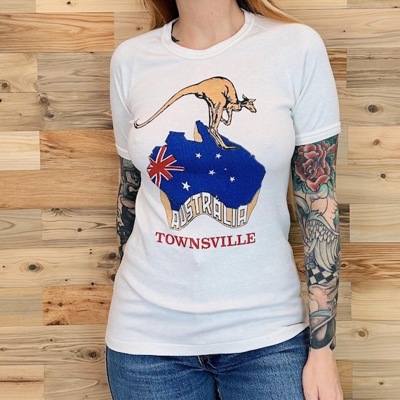 70's Australia Soft Retro Townsville Kangaroo Vintage Travel Baby Tee Shirt T-Shirt