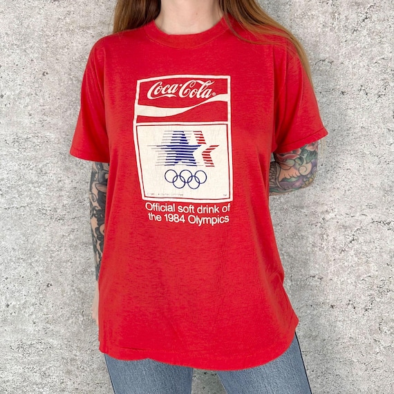 Vintage 1980 Olympics Coca-Cola Soft Thin Vintage Tee Shirt T-Shirt