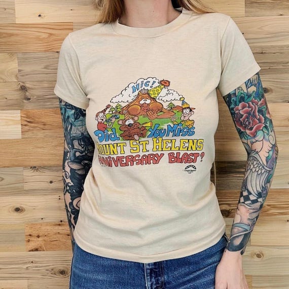 80s Vintage Mount St. Helens Soft Retro Tee Shirt T-Shirt