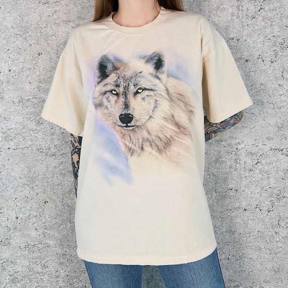 90's Vintage Wolf Nature Tee Shirt T-Shirt