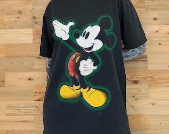 90's Mickey Mouse Vintage Disney Faded Black Tee Shirt T-Shirt