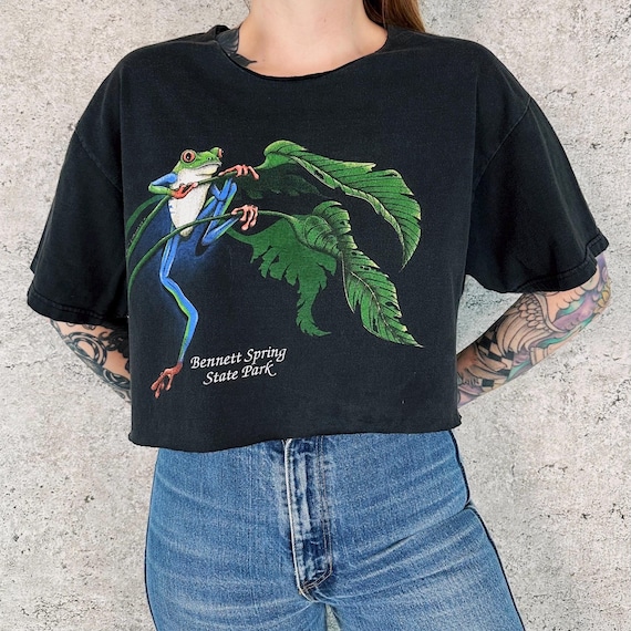 1991 Bennett Spring State Park Vintage Cropped Frog Nature Tee Shirt T-Shirt