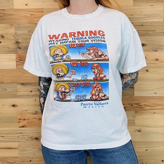 Funny Puerto Vallarta Mexico Tequila 90's Vintage Tee Shirt T-Shirt