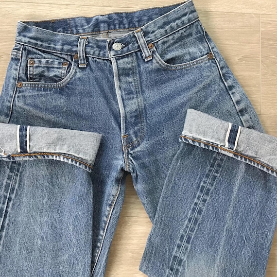 70's Levi's 501 Selvedge Redline Straight Leg Jeans / Size 25