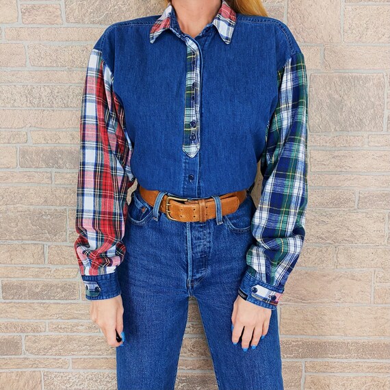 Rockies Plaid Flannel Denim Shirt
