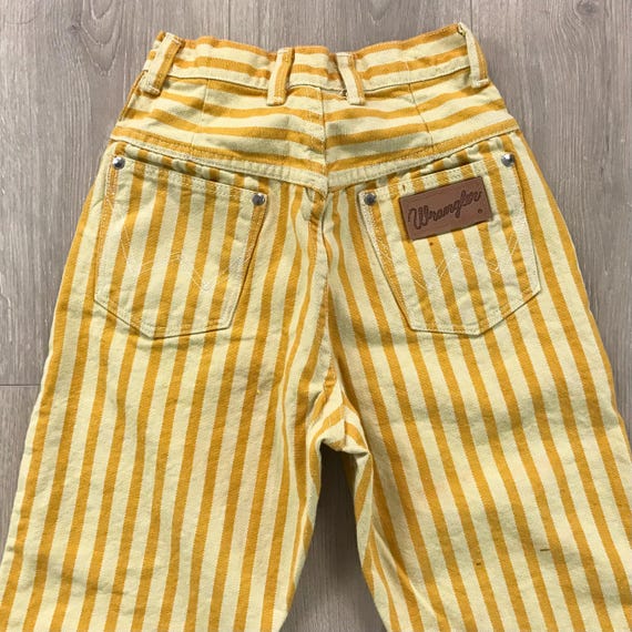 Wrangler Vintage Pinstriped Yellow Western Jeans / Size 21 22 XXS