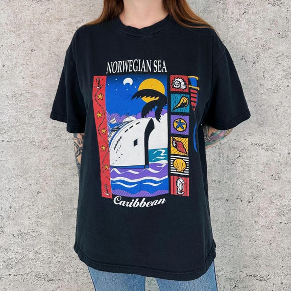 Vintage 90's Norwegian Sea Caribbean Travel Destination Tee Shirt T-Shirt