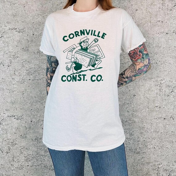 1970's Retro Thin Soft Vintage Cornville Construction Co. 70's Tee Shirt T-Shirt