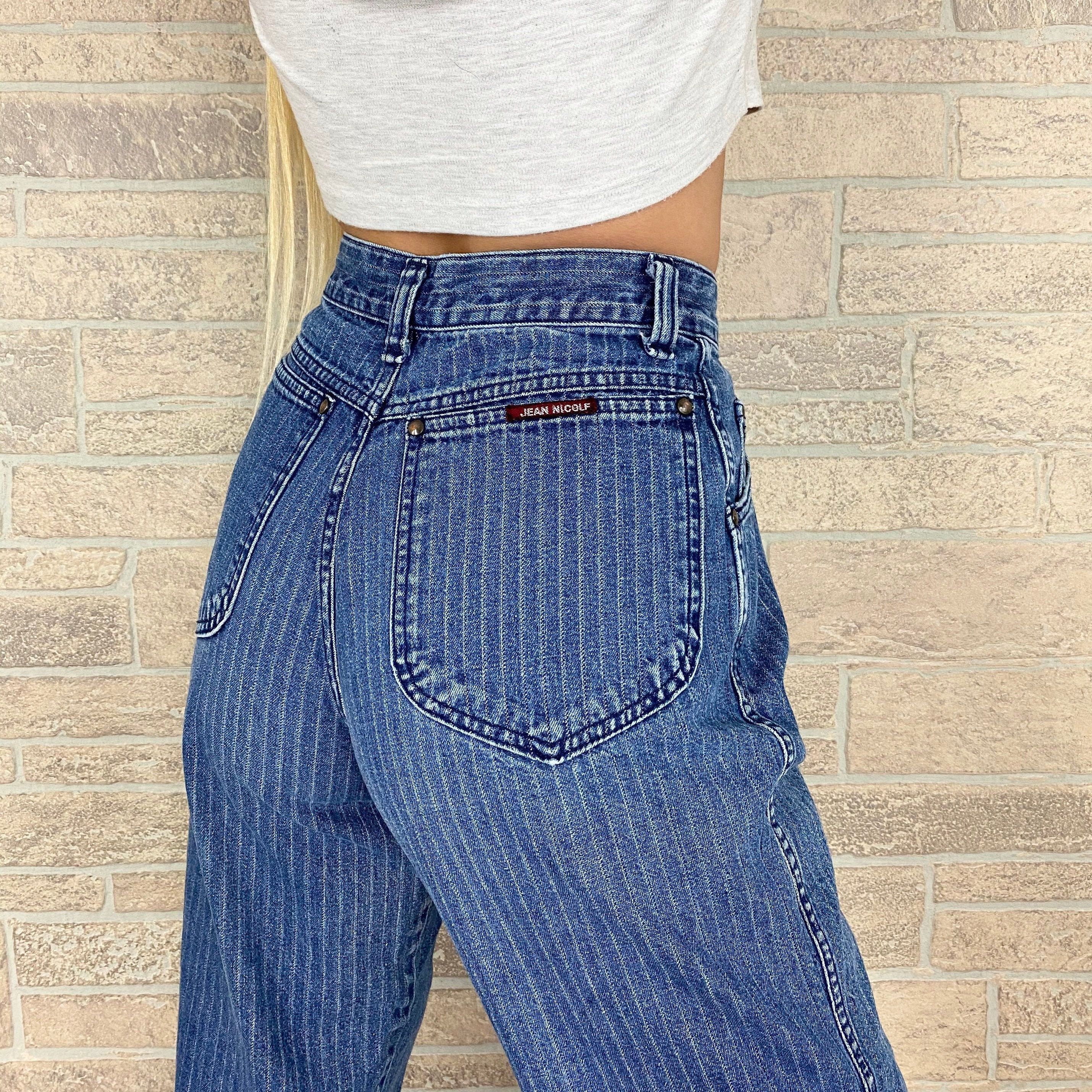 70's Pinstriped High Rise Jeans / Size 23 24