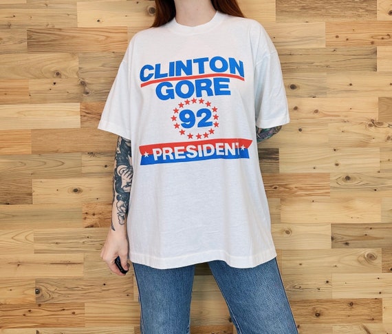 Vintage 1992 Presidential Election Clinton Gore Political Tee Shirt T-Shirt