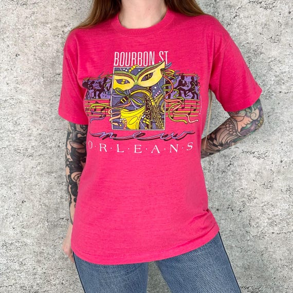 80's Soft Vintage Bourbon Street New Orleans Jazz Travel Tee Shirt T-Shirt