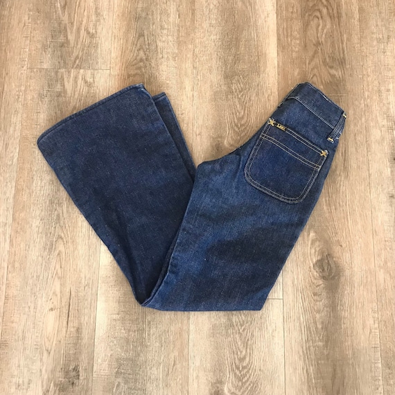 70's LEE Vintage Bell Bottom Jeans / Size 21 XXS - image 1