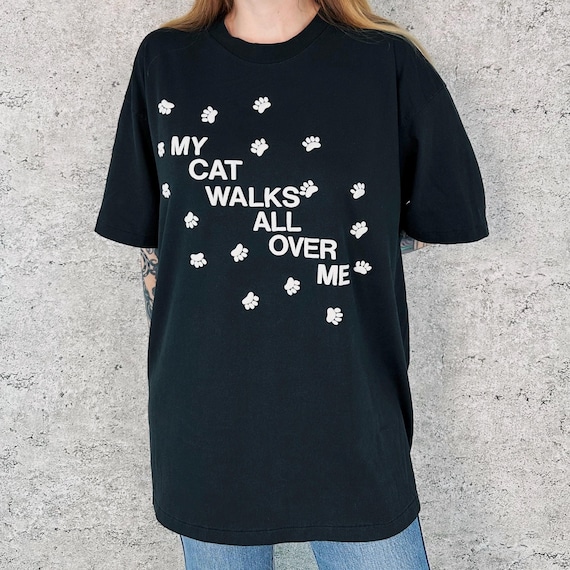 My Cat Walks All Over Me Vintage Tee Shirt T-Shirt