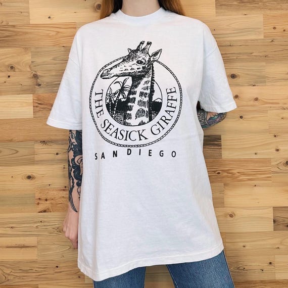 90's Vintage The Seasick Giraffe San Diego Tee Shirt T-Shirt
