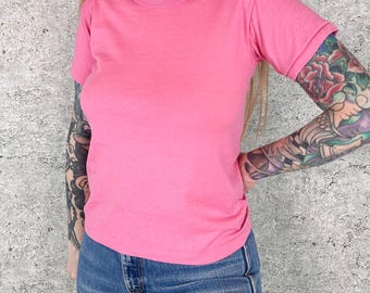 80's Soft Vintage Basic Crewneck Baby Tee Shirt T-Shirt / Youth size, Fits Women's XS