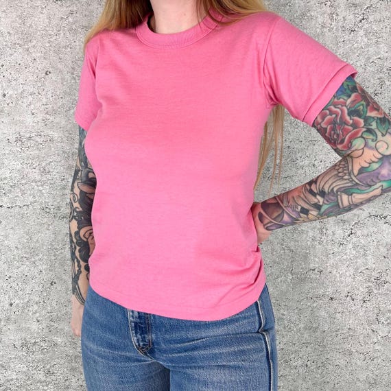 80's Soft Vintage Basic Crewneck Baby Tee Shirt T-Shirt / Youth size, Fits Women's XS