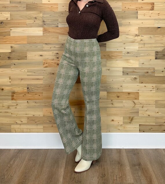 60's Vintage Plaid High Rise Trouser Pants / Size 26