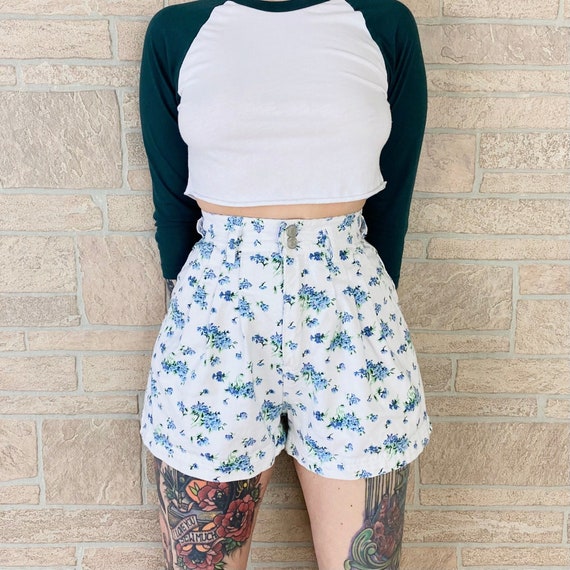 90's High Rise Floral Jean Shorts 