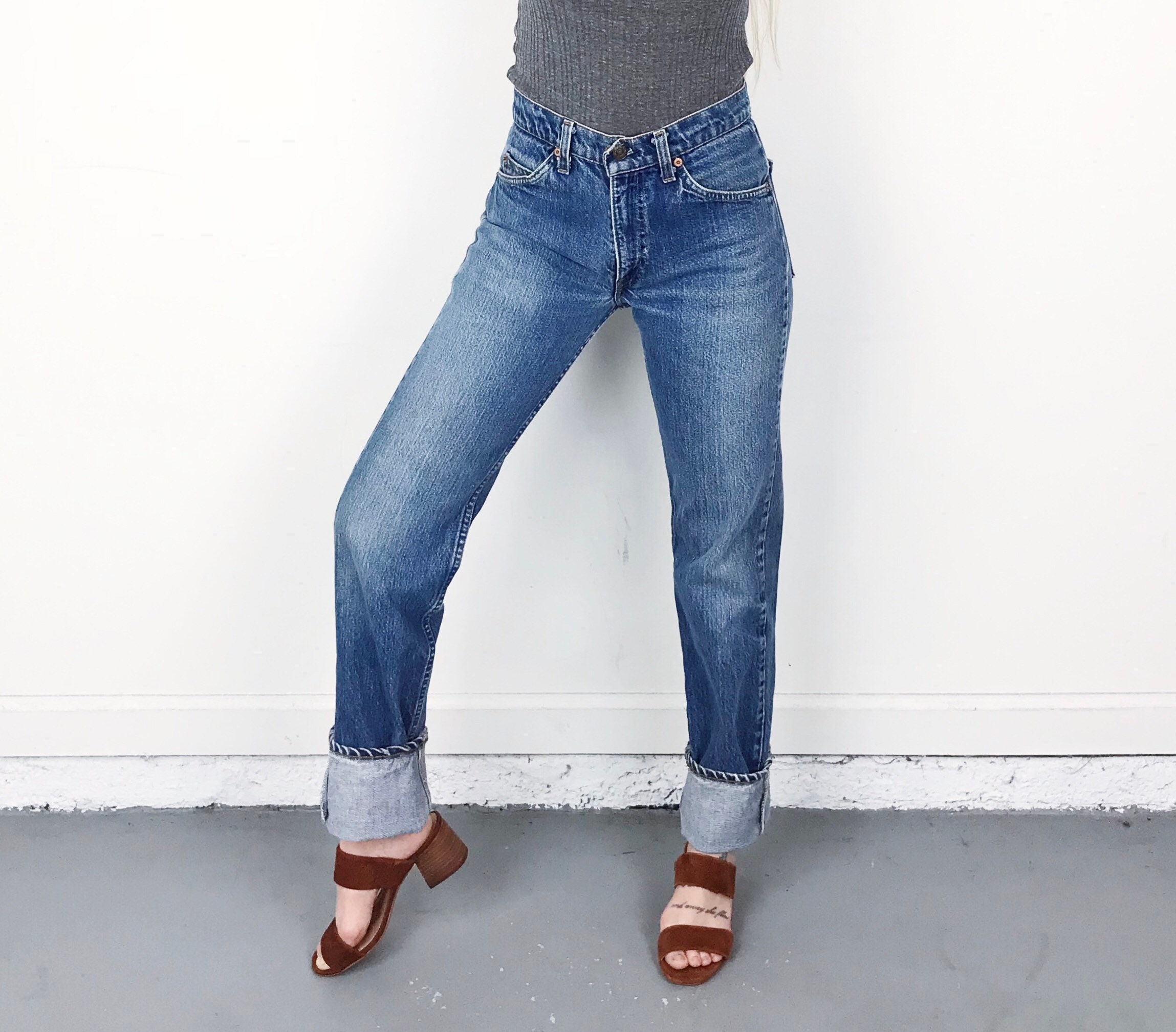 70's Levi's 505 Orange Tab Jeans / Size 27