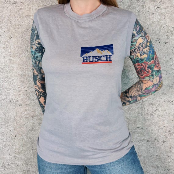80's Vintage Busch Beer Sleeveless Tee Shirt T-Shirt