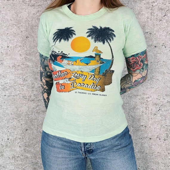 70's Soft Thin Vintage St. Thomas Paradise Travel Tee Shirt T-Shirt