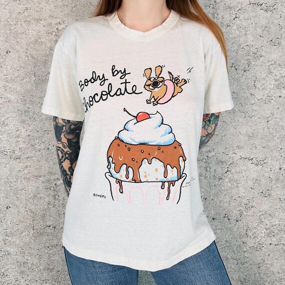 80's Soft Thin Funny Body By Chocolate Vintage Tee Shirt T-Shirt