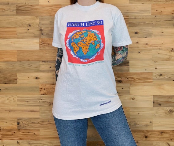 Vintage Earth Day 1990 Environmental Conservation Tee Shirt T-Shirt