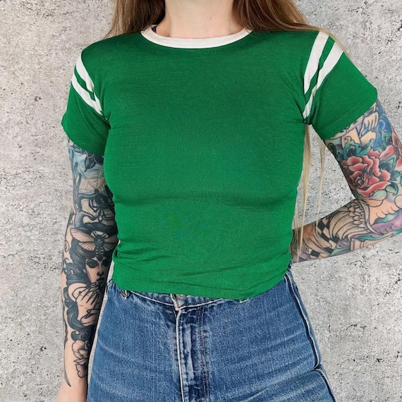 1960's Vintage Jersey-Style Retro Tee Shirt T-Shirt / Youth Size, Women's XXS
