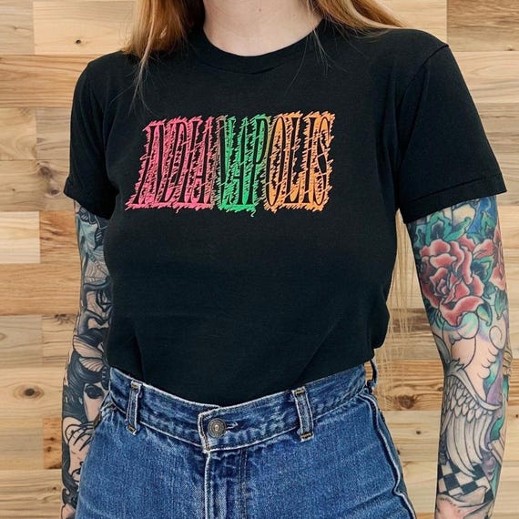 Indianapolis 80's Vintage Indiana Travel Souvenir Baby Tee Shirt T-Shirt