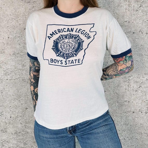 70's Vintage American Legion Boys State Soft Thin Ringer Tee Shirt T-Shirt