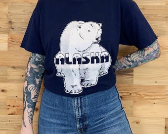 T-shirt Graphic Polar Bear Alaska - Blanc - Taille M - Fruit Of The Loom