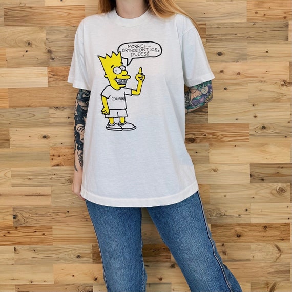 80's Vintage Funny Bart Simpson Braces Morrell Orthodontics T-Shirt Tee Shirt