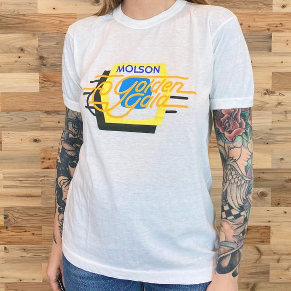 Vintage Broadway 80's Molson Golden Gala Ringer Tee T-Shirt