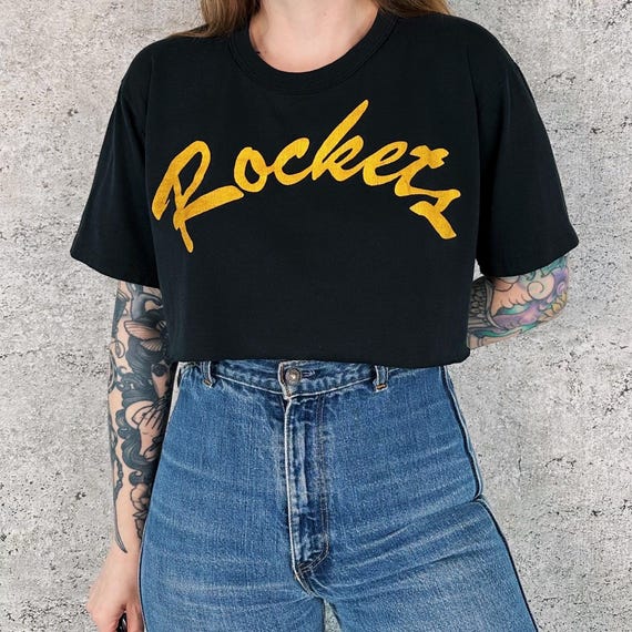 80's Vintage Cropped Rockets Retro Tee Shirt T-Shirt