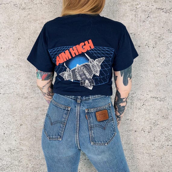 80's Air Force SR-71 Blackbird Vintage Aim High Tee Shirt T-Shirt