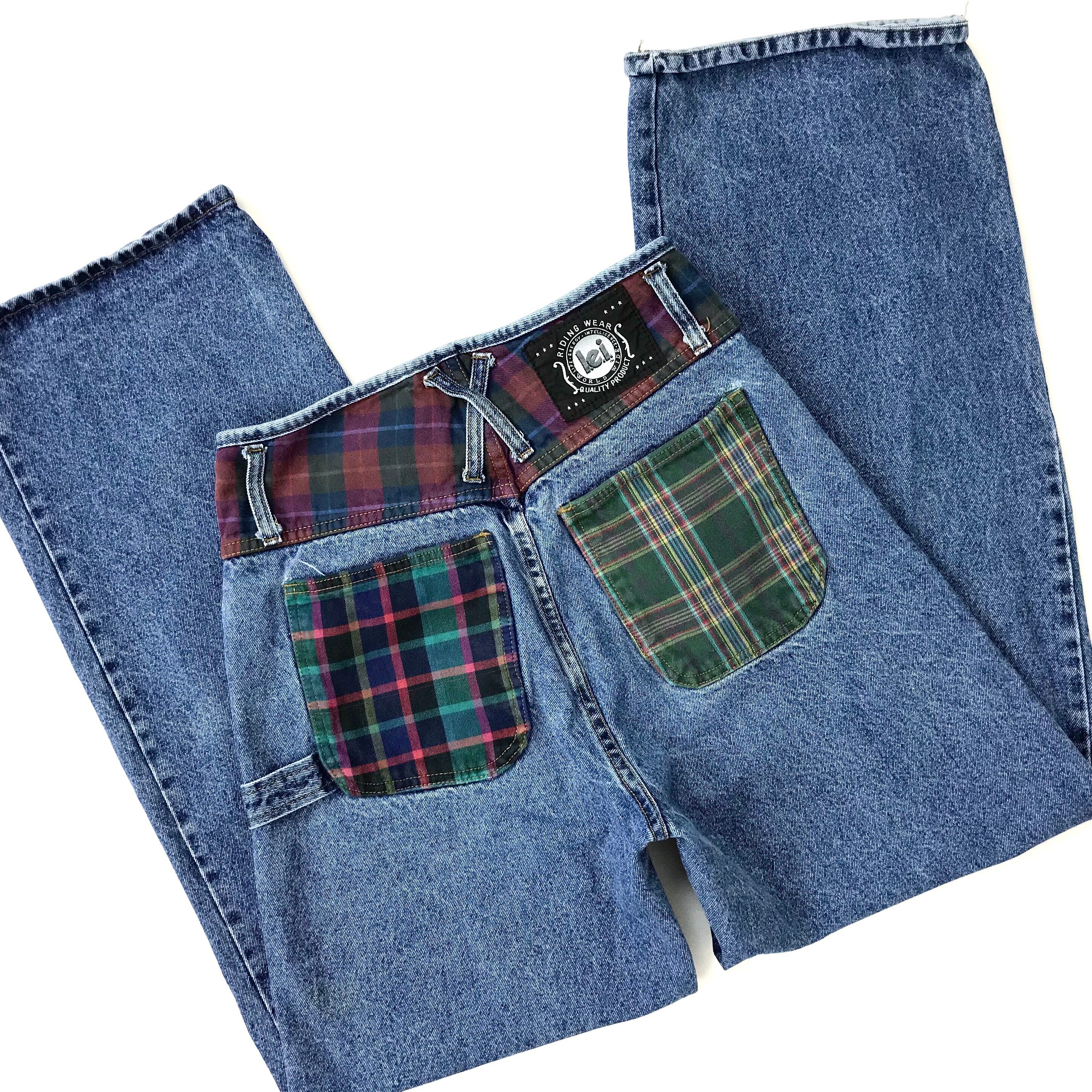 flannel patch jeans