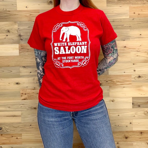 70's Vintage White Elephant Saloon Texas Tee Shirt T-Shirt