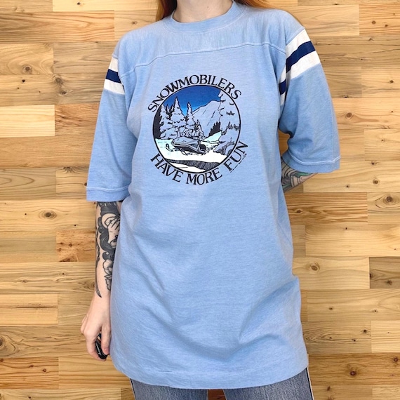 Vintage Snowmobilers Have More Fun 1981 Jersey-Style Tee Shirt T-Shirt