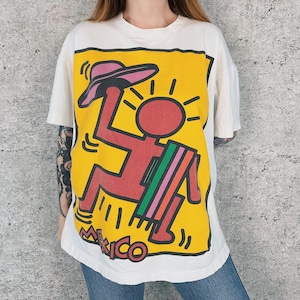 Vintage Keith Haring Kunst Stil Mexiko T-Shirt T-Shirt