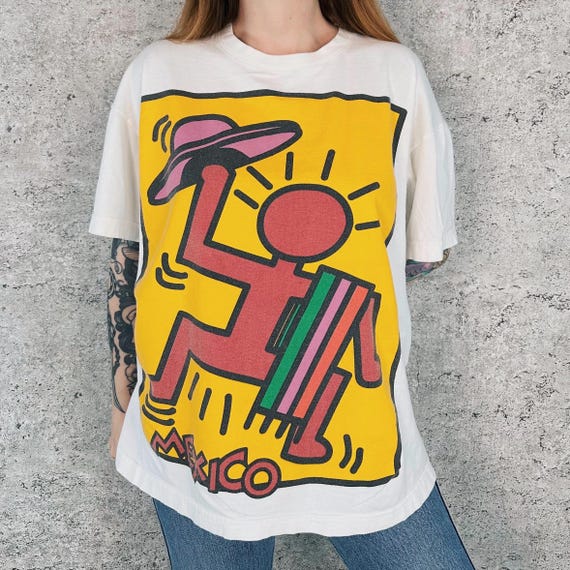 Vintage Keith Haring Art Style Mexico Tee Shirt T-Shirt