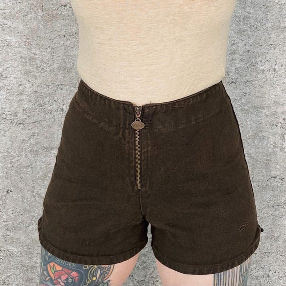 Ocean Pacific OP Brown Denim Vintage Zip Up Jean Shorts / Size 26 27
