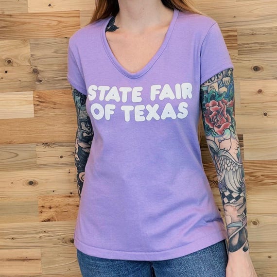 70s Vintage State Fair of Texas Tee - Lavender Retro Ringer T-Shirt