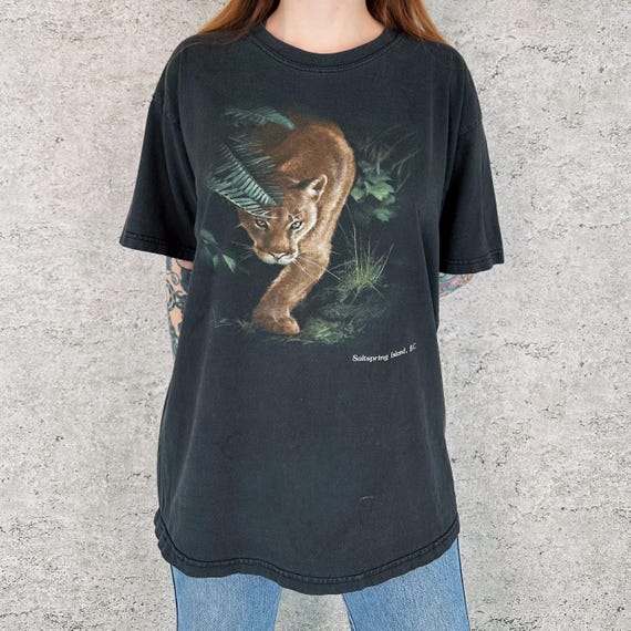 Vintage Saltspring Island British Columbia Nature Cougar Tee Shirt T-Shirt
